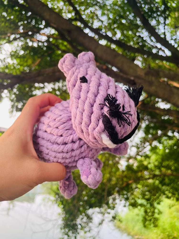 Handmade Sustainable Large Hippo Dog Rope Toy
