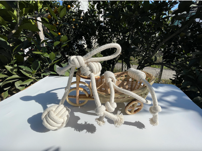 Handmade Sustainable Natural White Rope Dog Toy Set, 4-Piece