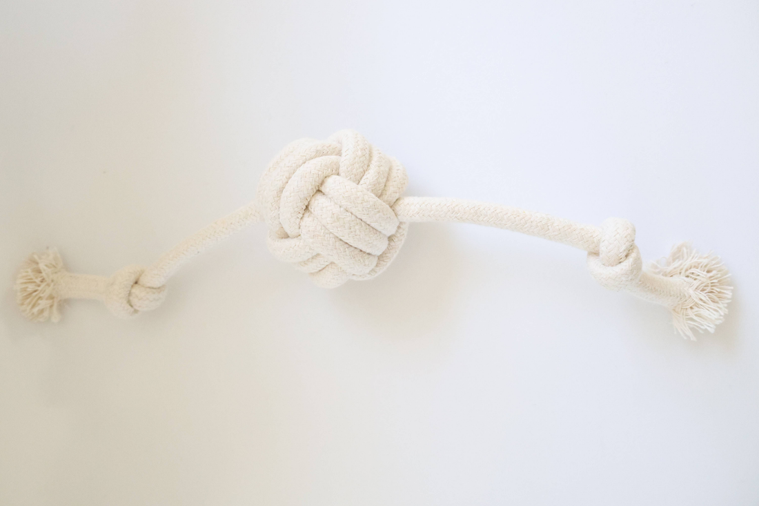 Handmade Sustainable Natural White Rope Dog Toy Set, 4-Piece