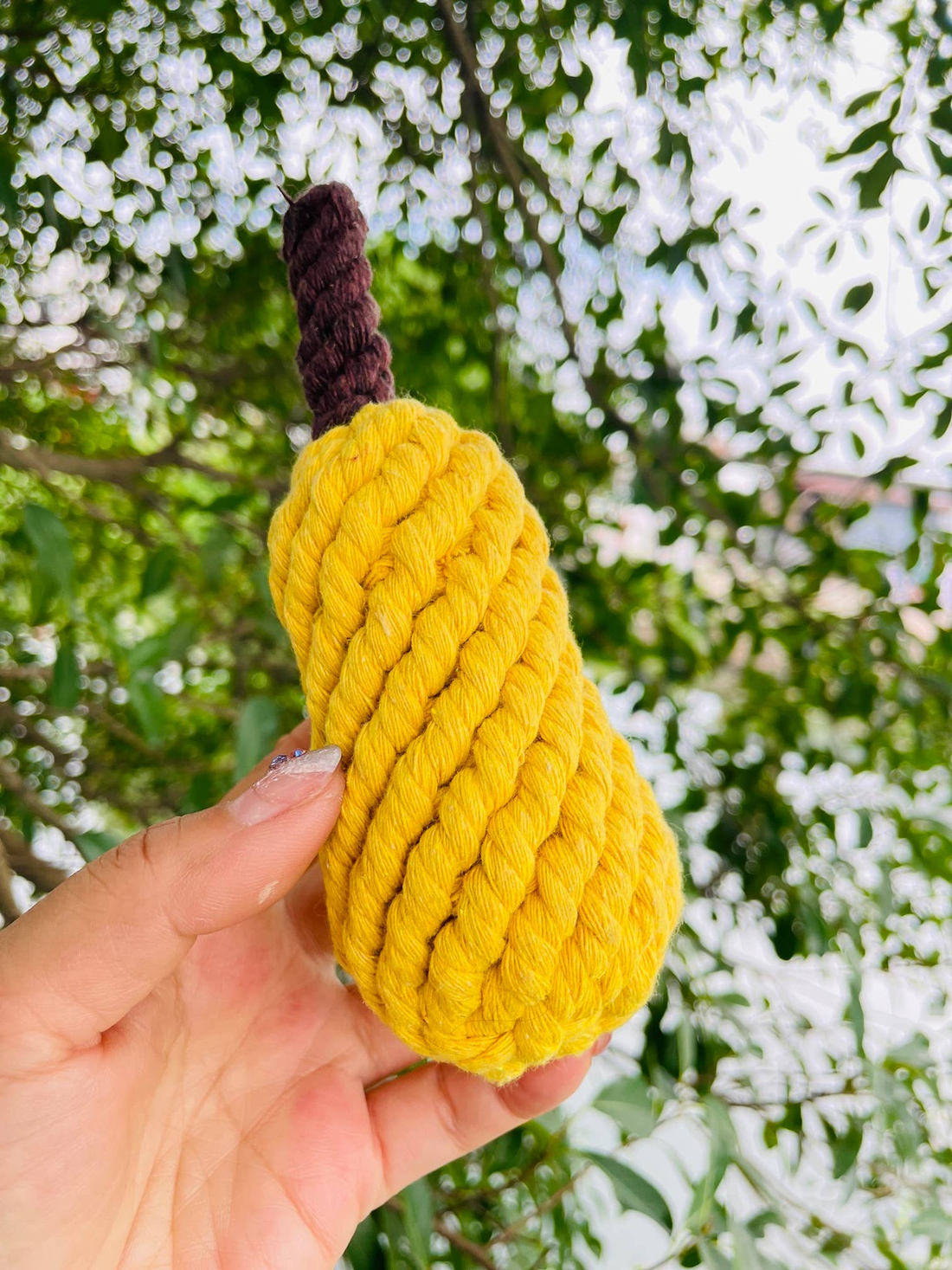 Handmade Sustainable Pear Rope Chew Toy for Puppies