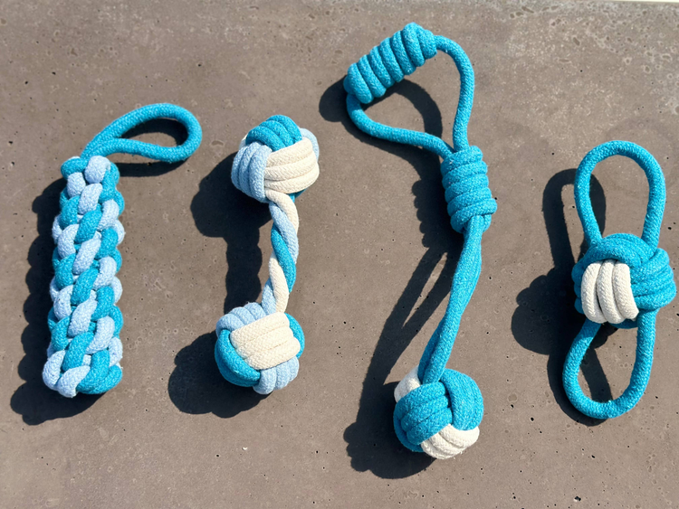Handmade Sustainable Rope Dog Chew Toys, 4-Piece Set