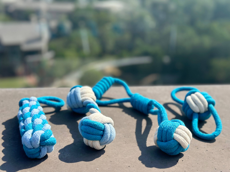 Handmade Sustainable Rope Dog Chew Toys, 4-Piece Set