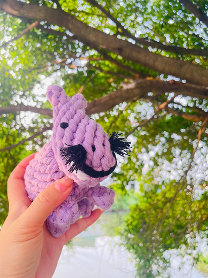 Handmade Sustainable Small Hippo Dog Rope Toy