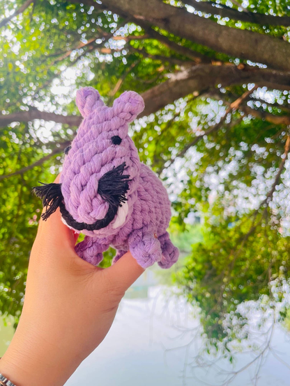 Handmade Sustainable Small Hippo Dog Rope Toy