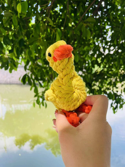Handmade Sustainable Yellow Duck Rope Dog Toy