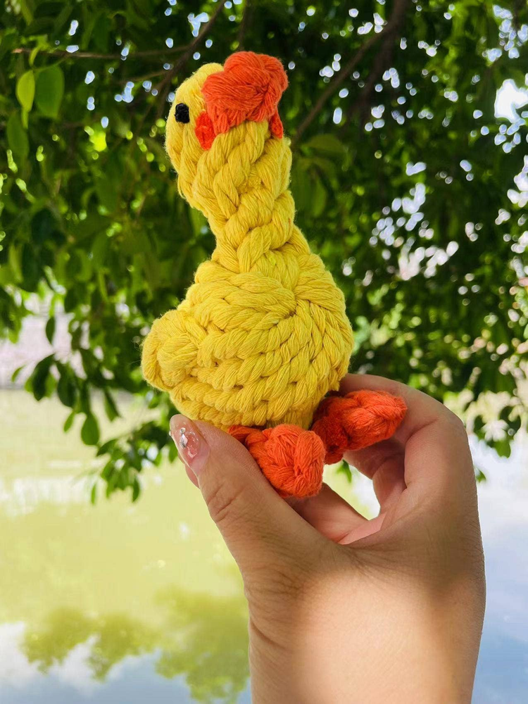 Handmade Sustainable Yellow Duck Rope Dog Toy
