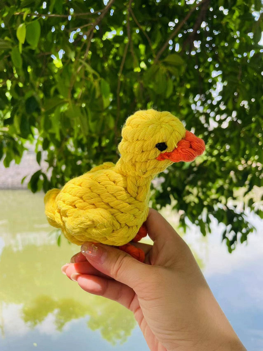 Handmade Sustainable Yellow Duck Rope Dog Toy