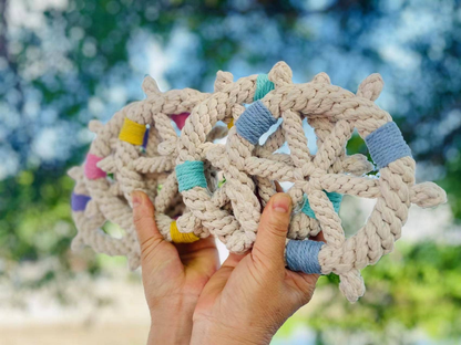 Handmade White Braided Rope Ship Wheel Dog Toy