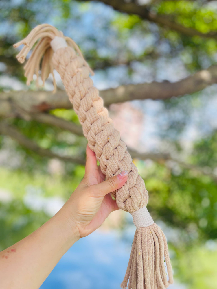 Large Beige Handmade Macrame Candy Rope for Big Dogs