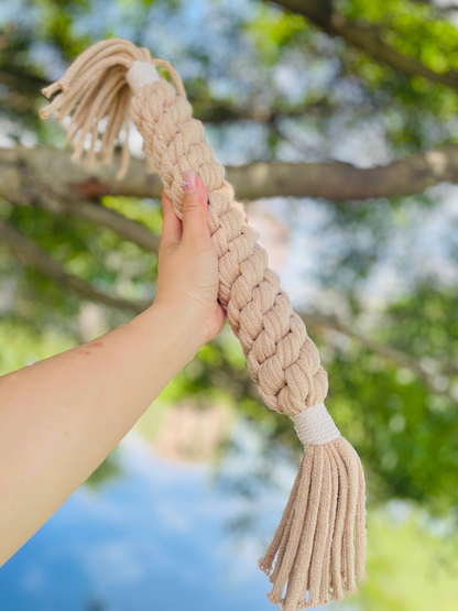 Large Beige Handmade Macrame Candy Rope for Big Dogs