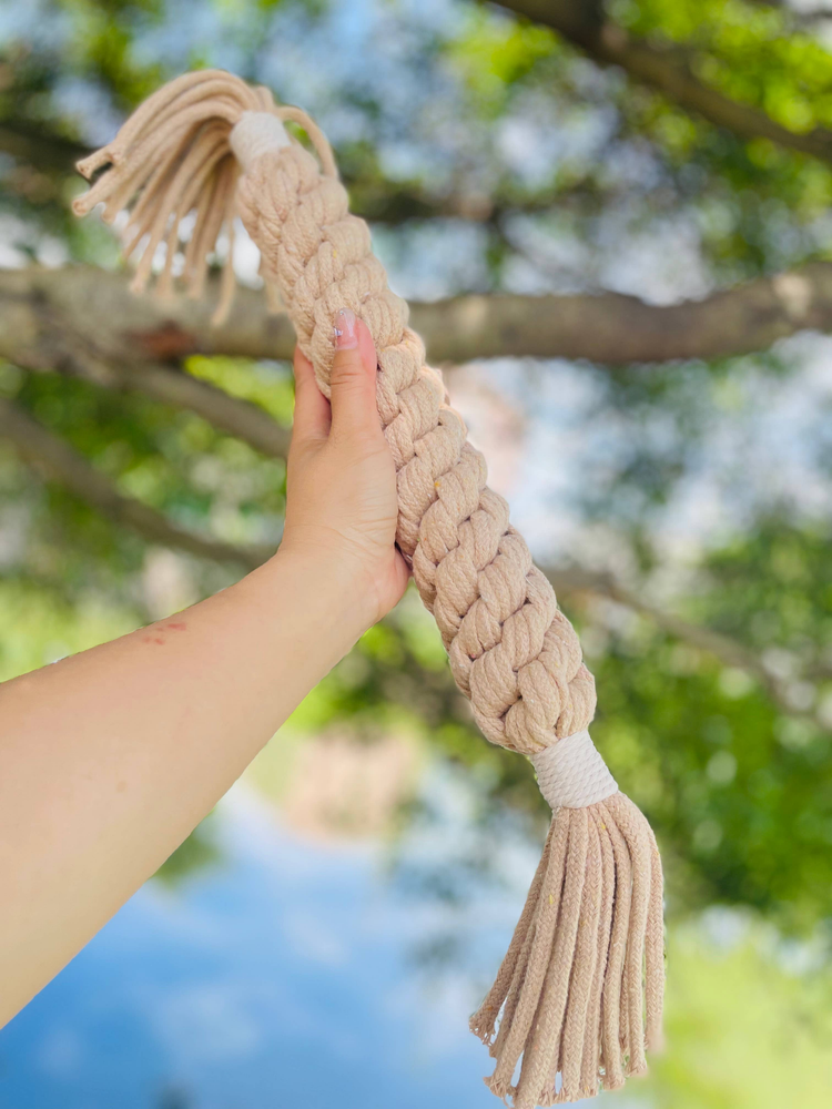 Large Beige Handmade Macrame Candy Rope for Big Dogs