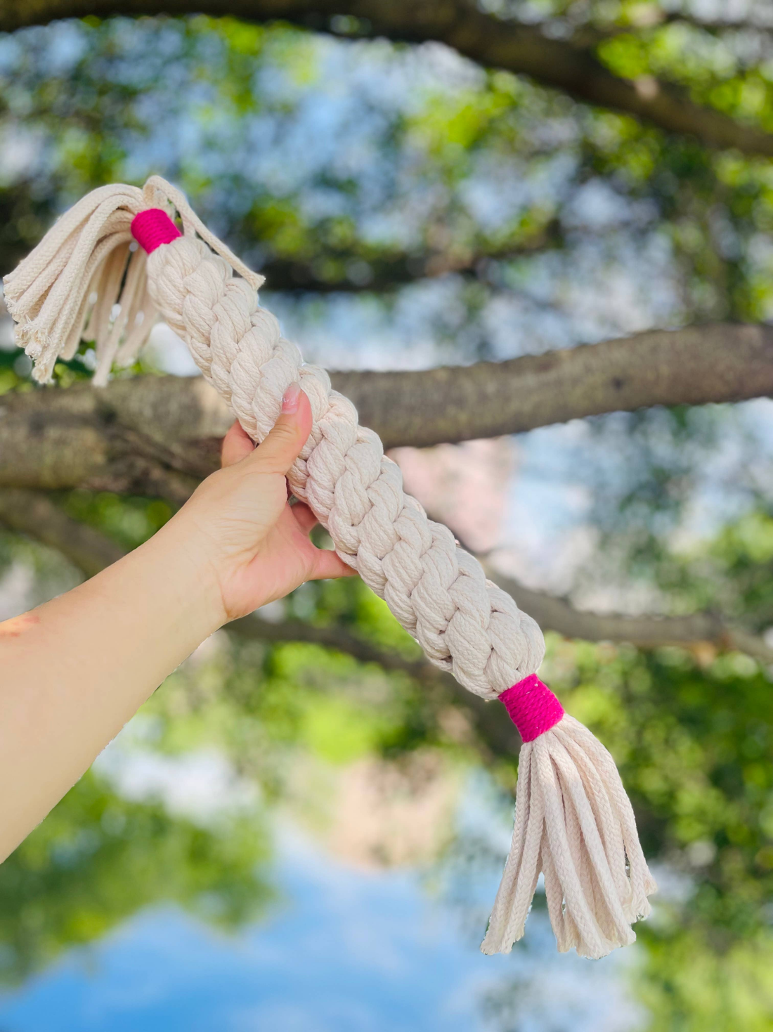 Large Cream White Handmade Macrame Candy Rope for Big Dogs