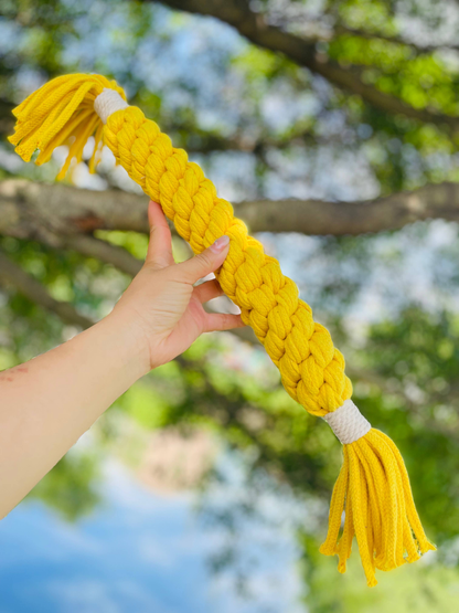Large Gold Yellow Handmade Macrame Candy Rope for Big Dogs