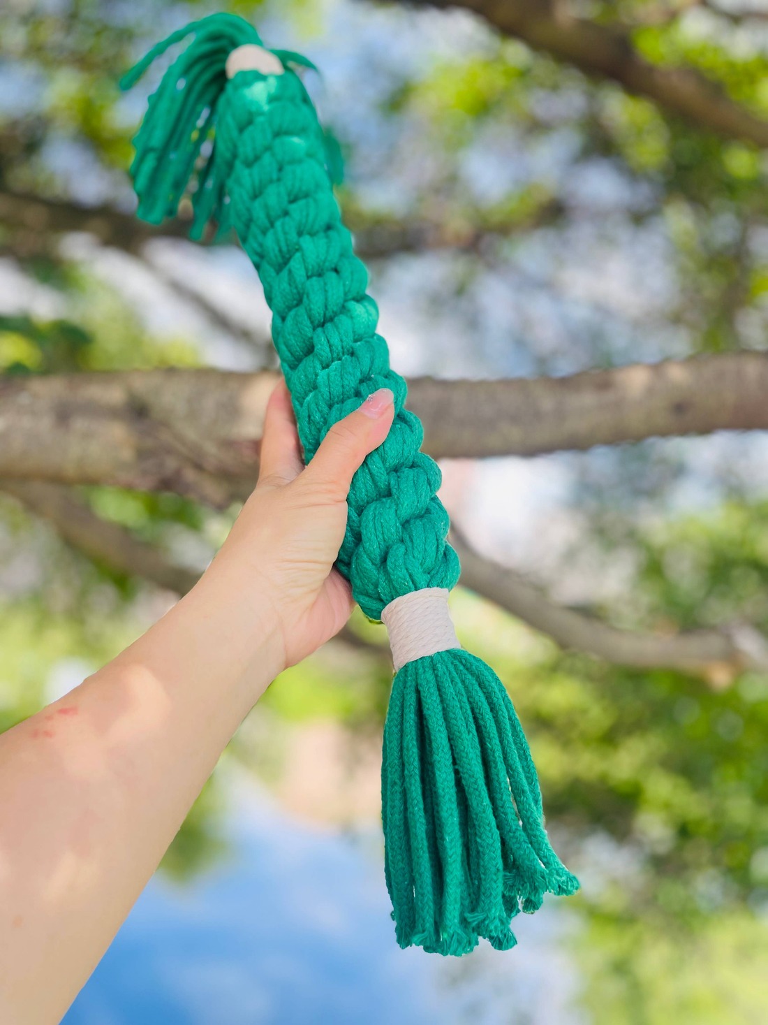 Large Green Handmade Macrame Candy Rope for Big Dogs