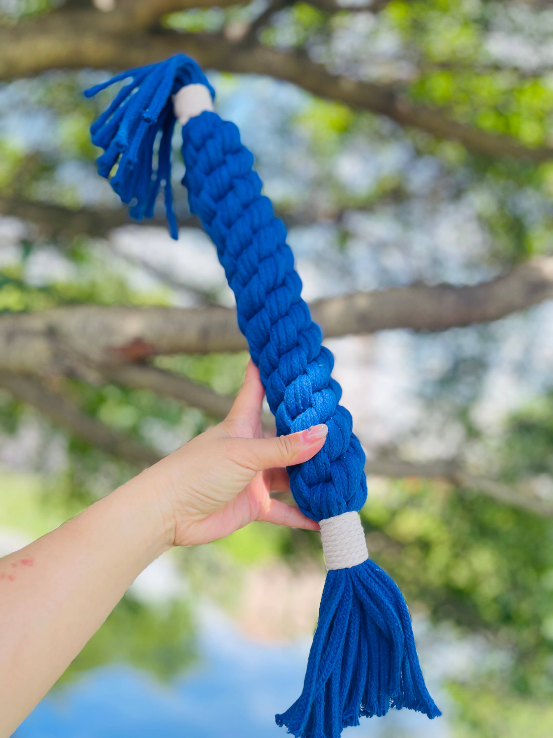 Large Ocean Blue Handmade Macrame Candy Rope for Big Dogs