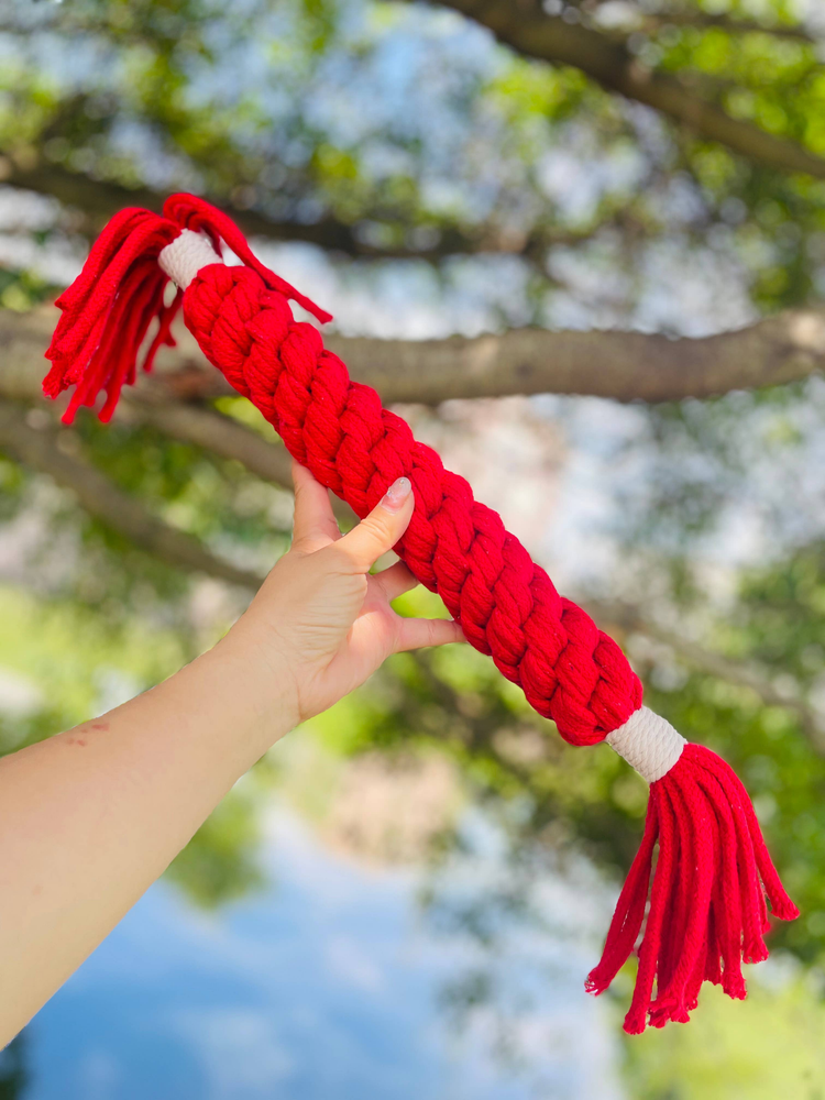 Large Red Handmade Macrame Candy Rope for Big Dogs
