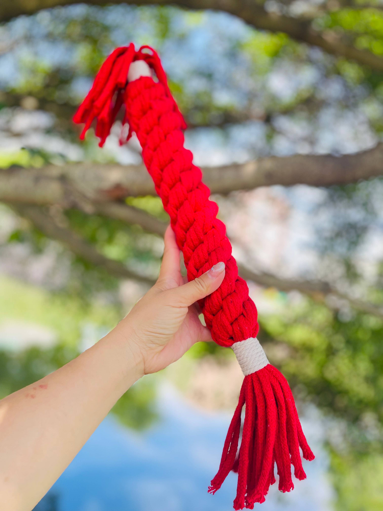 Large Red Handmade Macrame Candy Rope for Big Dogs