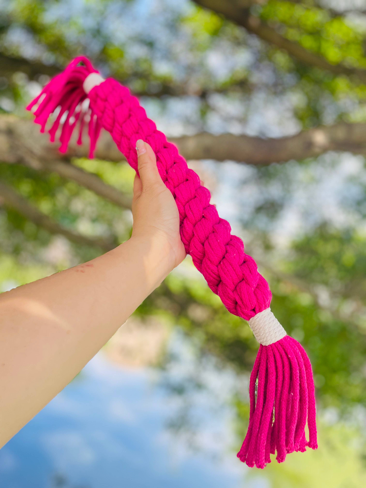 Large Rose Red Handmade Macrame Candy Rope for Big Dogs