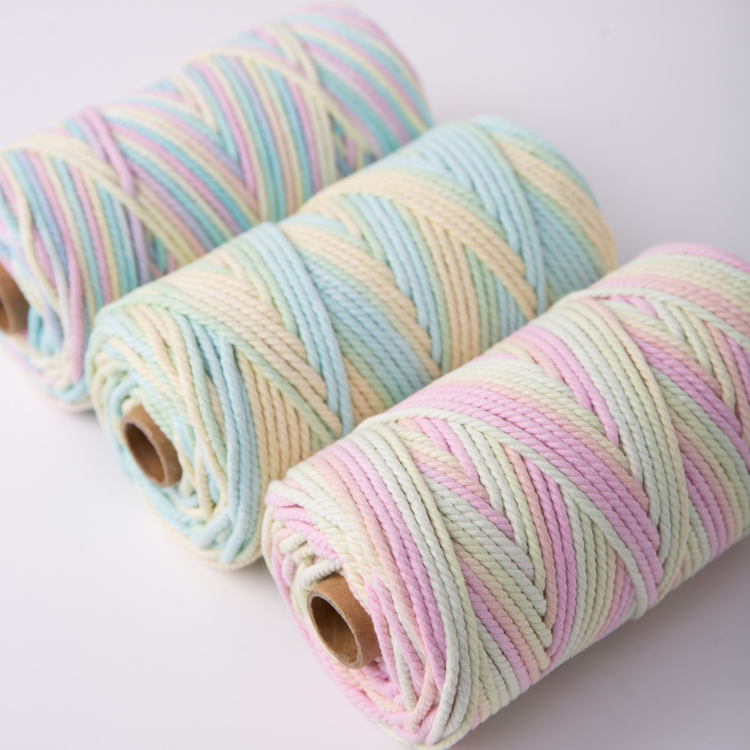 Dual Recycled Cotton Macrame Cord 3mm Triple Strand