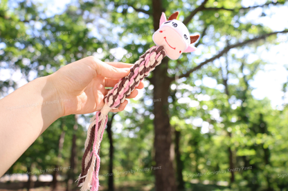 Eco Cow Dog Rope Plush Squeaky Toy
