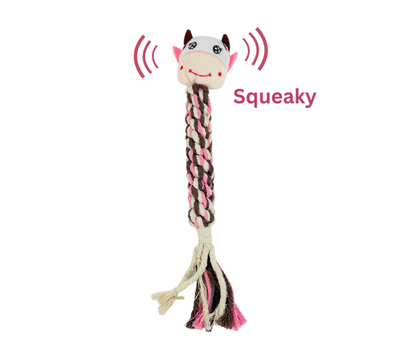 Eco Cow Dog Rope Plush Squeaky Toy