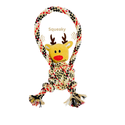 Eco Deer Cotton Knotted Rope Dog Chew Toy 3-in-1