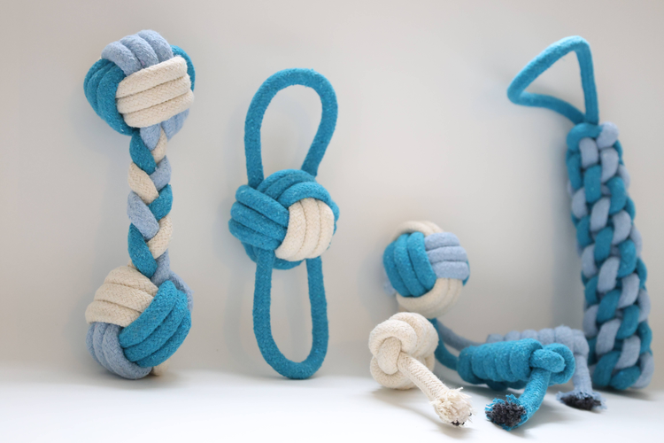 Eco-Friendly Blue and White Dog Rope Toys, 4-Set