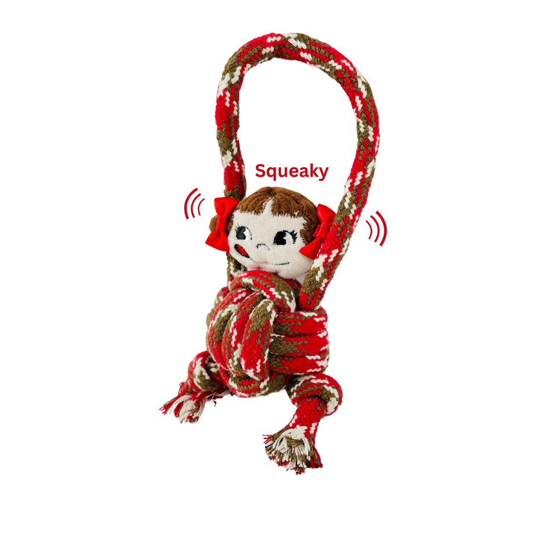 Eco Kawaii Cotton Knotted Rope and Plush Dog Chew Toy, 3-in-1