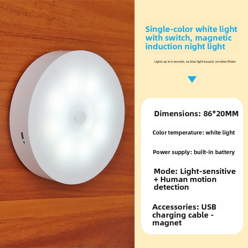 Rechargeable LED Motion Sensor Night Light USB Cordless Wall Mounted Bedside Lamp