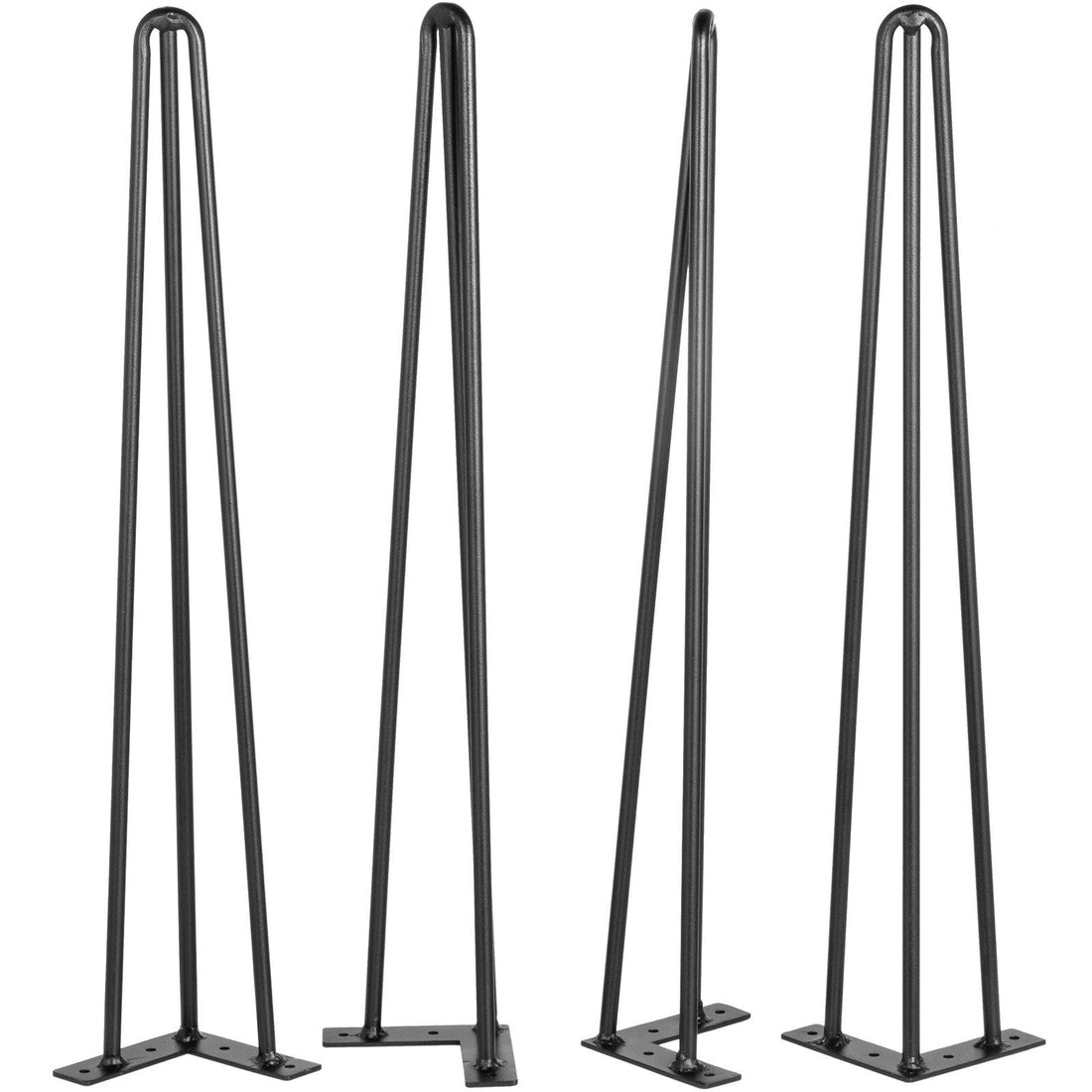 24 inch hairpin table legs installed under a console table