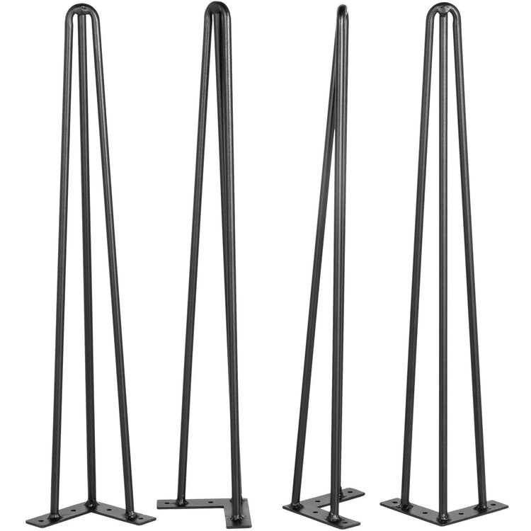 24 inch hairpin table legs installed under a console table