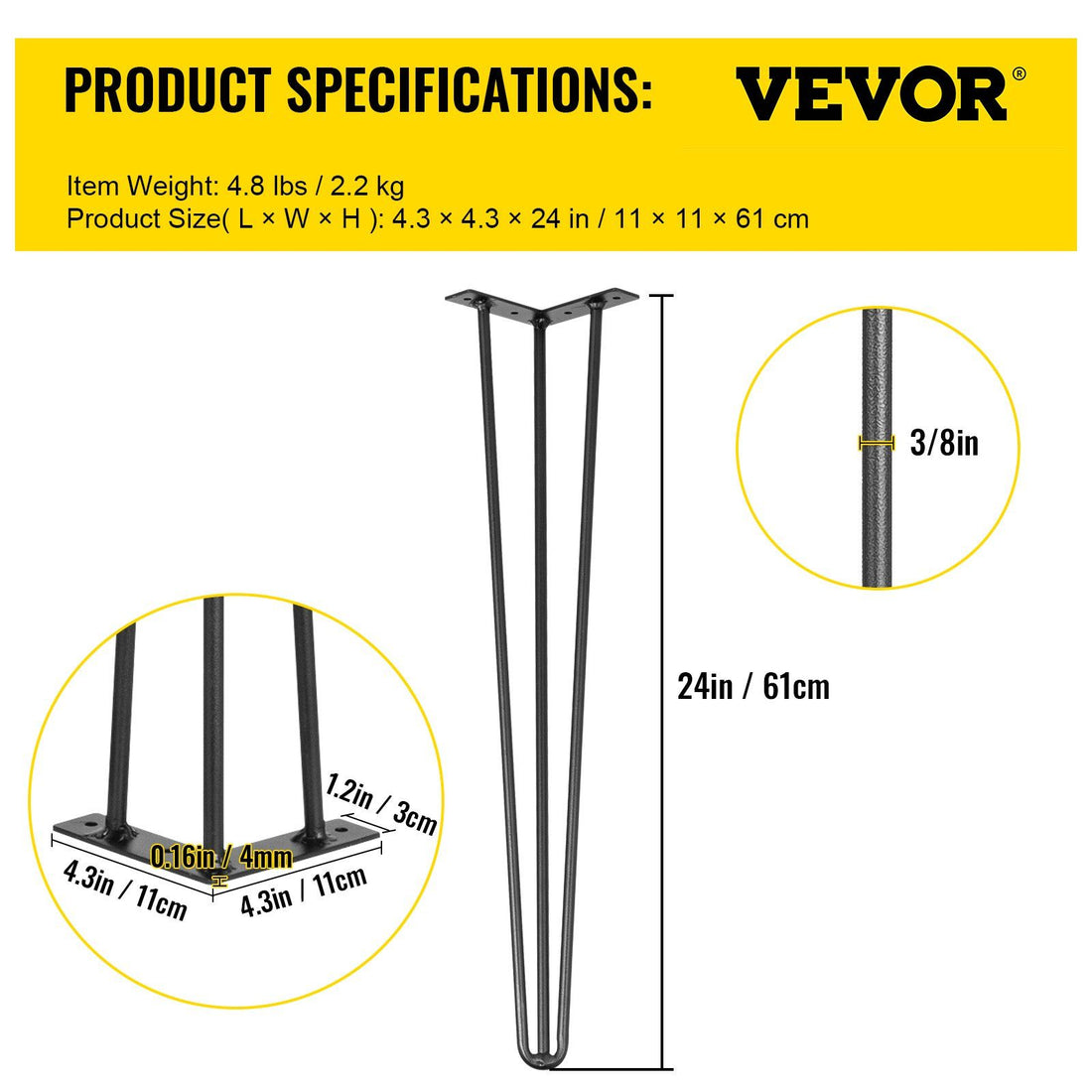 24 inch hairpin table legs packaging and box contents