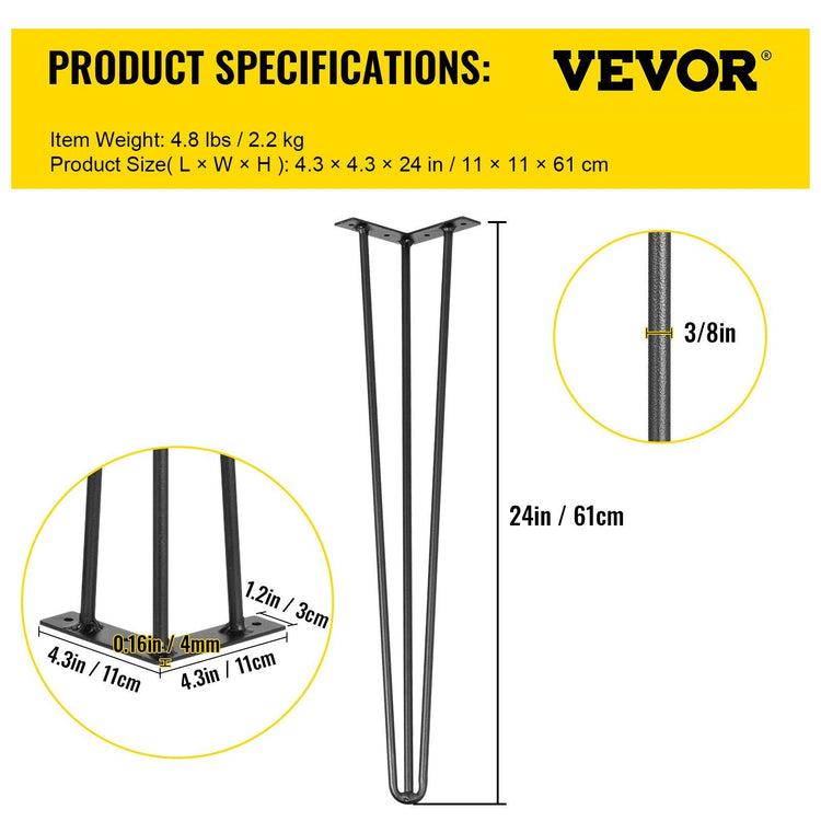 24 inch hairpin table legs packaging and box contents