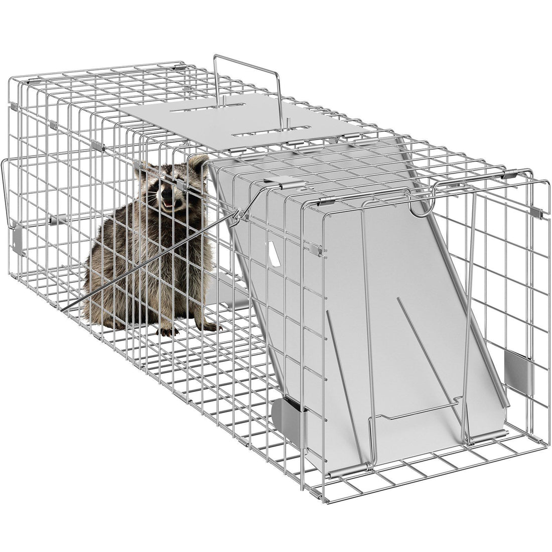 24 inch live animal cage trap door open view