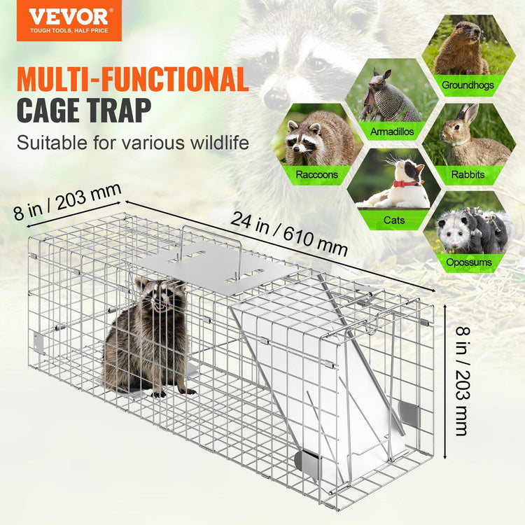 24 inch live animal cage trap trigger plate detail