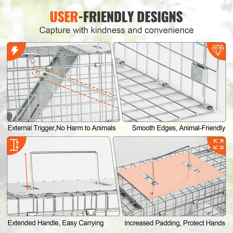 24 inch live animal cage trap mesh construction