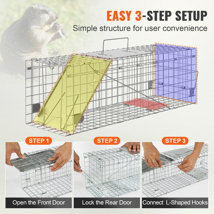 24 inch live animal cage trap top handle detail
