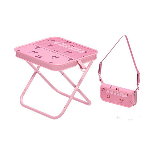 Portable Folding Stool Cherry Print Outdoor Chair