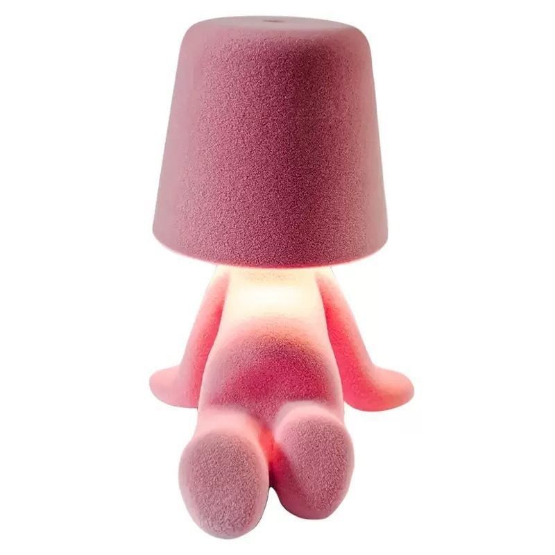 Textile-embroidered thinker figurine - rechargeable touchable night light