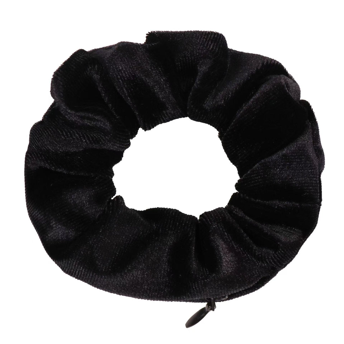Korean Style Velvet Zipper Scrunchie Adjustable Ponytail Holder Hair Accessory