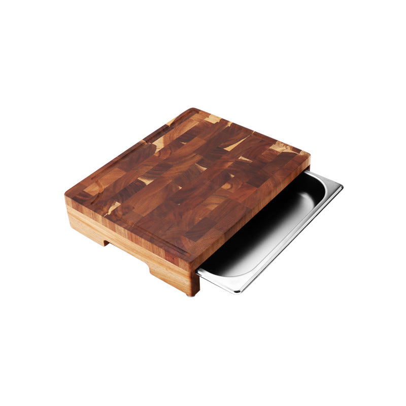 Wood Mosaic Cutting Board with Drawer