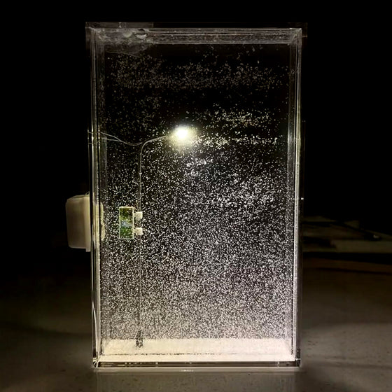 Acrylic snow scene night light glowing in the dark