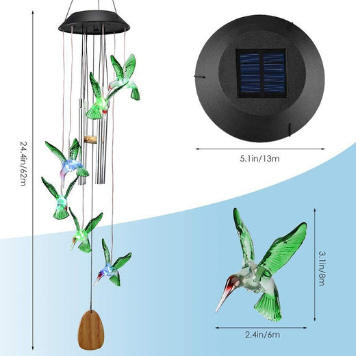 Solar Hummingbird Wind Chime Lantern
