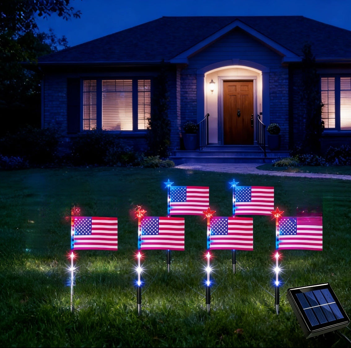 Solar American Flag Ground Stake Light