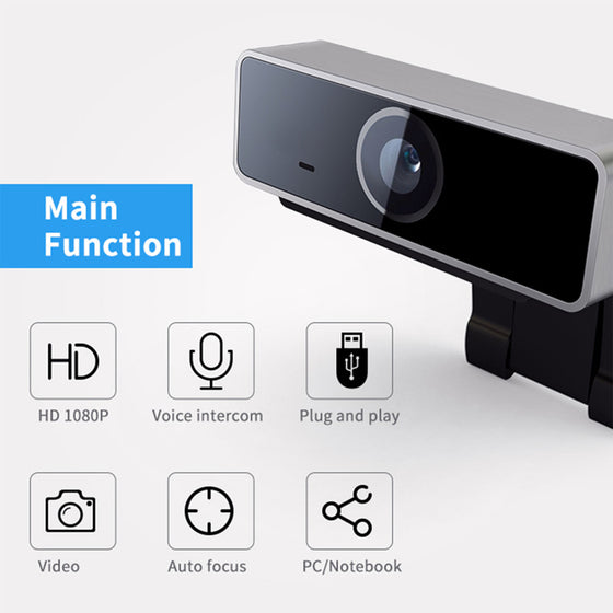 Webcam main functions: HD, voice, plug and play, video and auto focus