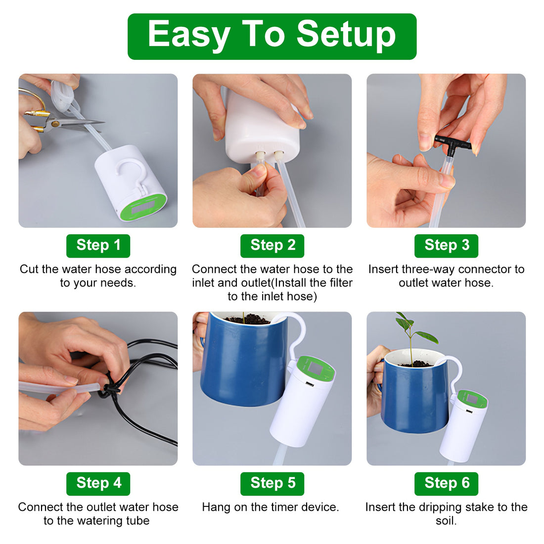 Automatic indoor plant watering system with timer, pump and drip stakes, photo 5 of 10