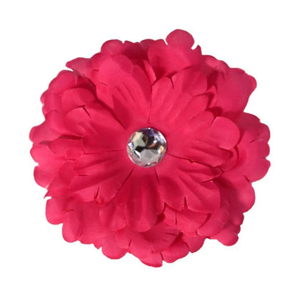 Daisy flower pet bow, black, angled view