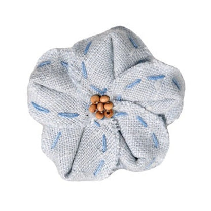 Linen flower pet bow, black, close up