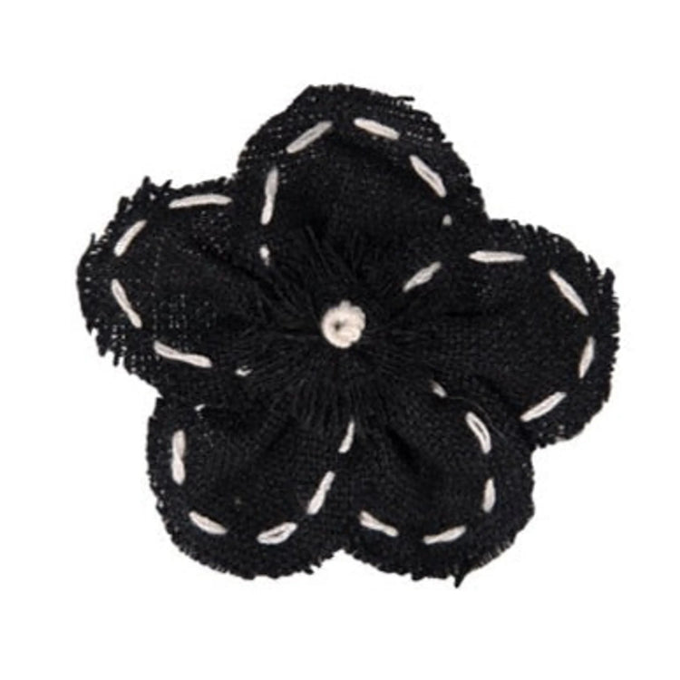 Linen flower pet bow, navy