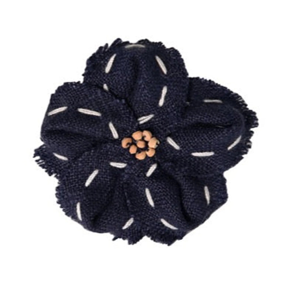 Linen flower pet bow, white, close up